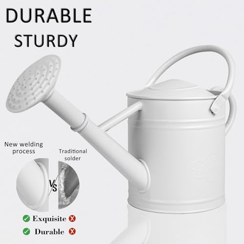 1 Gallon White Metal Watering Can with Removable Watering Rose - view 3