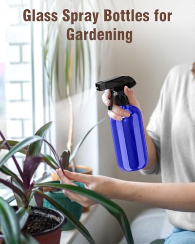 Glass Spray Bottle 8 oz for Cleaning, Plants (2 Pack, Blue) - view 5