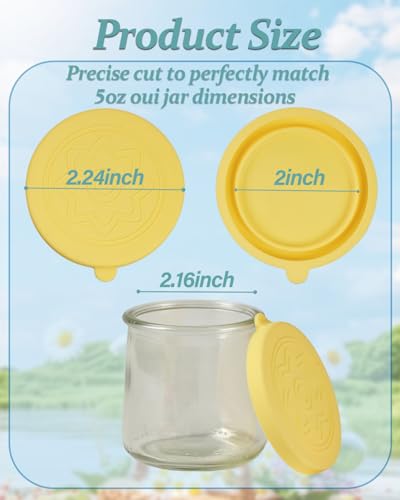 12 Pack Silicone Oui Yogurt Jar Lids with 8 Labels, Food-Grade Lids for 5Oz Oui Yogurt Jars, Reusable Silicone Canning Covers Perfect for Oui Yogurt Bottle, Green(Jar not Includ) - view 2