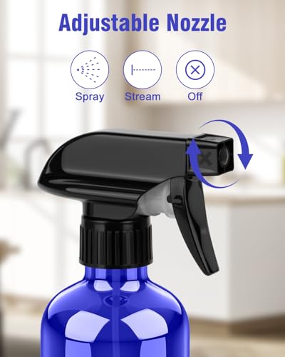 Glass Spray Bottle 8 oz for Cleaning, Plants (2 Pack, Blue) - view 2