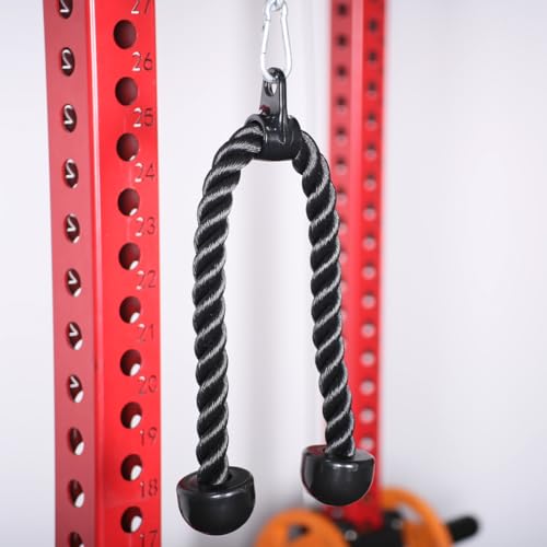 Tricep Rope 27 & 36 inches 2 Colors Fitness Attachment Cable Machine Pulldown Heavy Duty Coated Nylon Rope with Solid Rubber Ends - view 3
