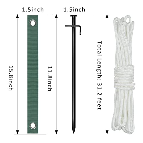 Heavy Duty Steel Tree Stake Kits,Tree Staking and Supports Kits for Young Trees Against Bad Weather, Include 3 PCS Tree Straps for Staking, 3 PCS 11.8 Inch Tree Stakes and 31.2 Feet Rope for Anchoring - view 6