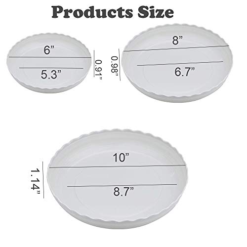 YUANAIYI 6 Packs Wave Plant Saucer - Plastic Flower Pot Drip Trays/Durable Heavy Duty White Plant Tray for Indoor and Out Door Plant(6/8/10 inch) - view 2