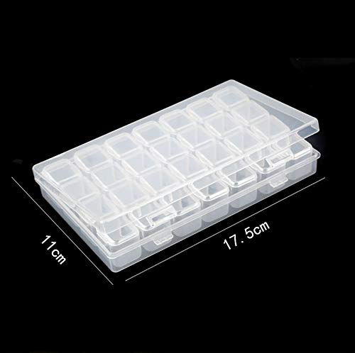 28 Slots Empty Clear Plastic Organizer Box Nail Art Decoration Storage Container Tool for Nail Glitter Rhinestone Crystal, Earrings, Jewelry Beads, Small Accessories (Clear) - view 4