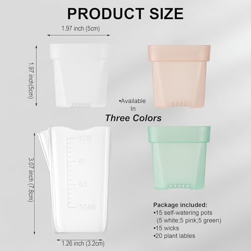 15 Pack 2 inch clear self watering pots for indoor plants,multi-color - view 2