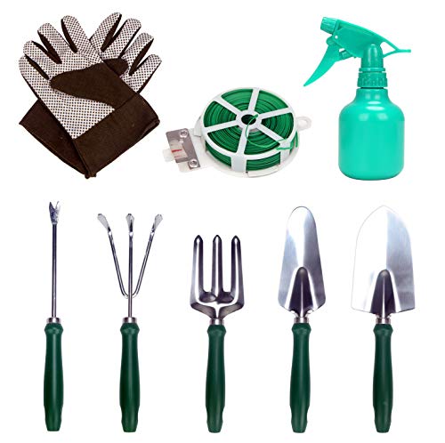 9-piece Garden Tools Set with Gloves and Floral Tote Bag - Gardening Hand Tools Kit with Storage Bag, Gifts for Women - view 3