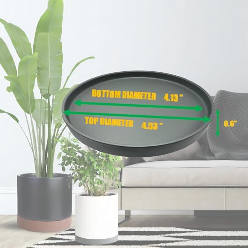 Ceramic Plant Saucer 4 Pack, 4.5 Inch Gray, Fits 4 Inch Pot Bases, Heavy Duty Glazed Drip Tray Catches Water for Indoor Outdoor Potted Plants - view 2
