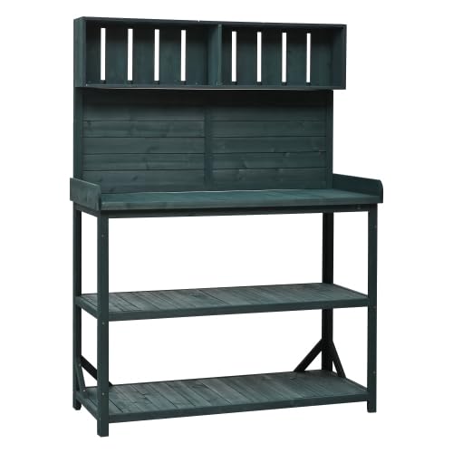 Potting Bench with Storage Shelves, Gardening Workstation for Backyard - view 7