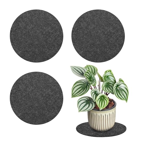 3-Pack Plant Coasters Mat Reversible, 6 Inch Felt Round Absorbent Fabric Plant Pot Saucers for Gardening/Indoor/Outdoor Pots, Waterproof Coaster Mats [Gray]