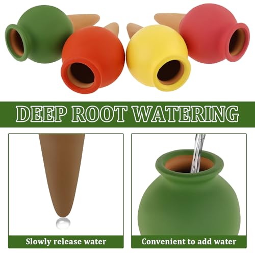 8 Pack Terracotta Self Watering Spikes - Auto Irrigation Stakes for Potted Plants, Indoor & Outdoor Plant Waterer Devices with Anti-Overflow (Easy 5 Min Setup(4 Colors) - view 3