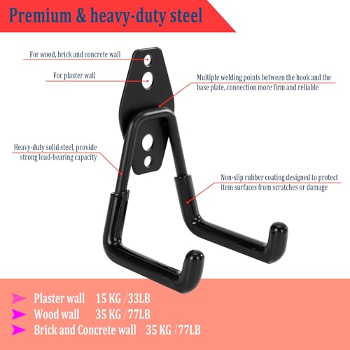4 Pack Garage Hooks Heavy Duty, Garage Tool Organizer Wall Mount - view 4