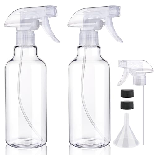 Plastic Spray Bottles, 16.9oz/500ml, 2 Pack，Clear