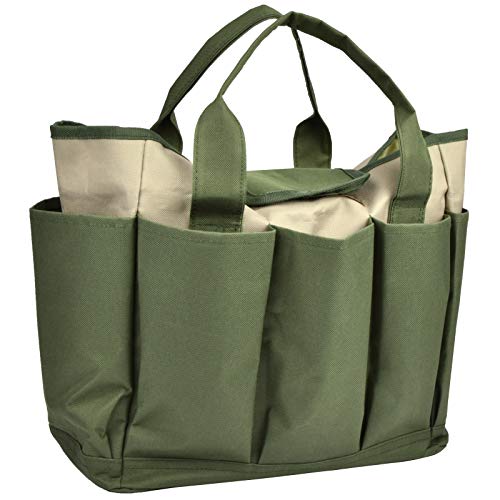 Garden Tool Bag, Garden Tote Bag With 8 Pockets, Canvas Garden Tool Storage Bags, Heavy-duty Large Organizer Bag for Garden Tool Kit, Gardening bag for women Men Indoor and Outdoor Gardening