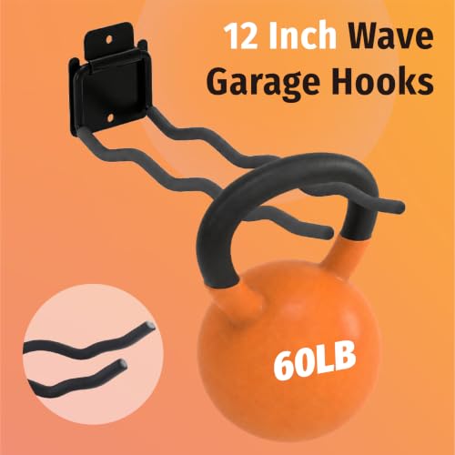 4 Pack 12 Inch Wave Garage Hooks Wall Mount Hangers - view 4
