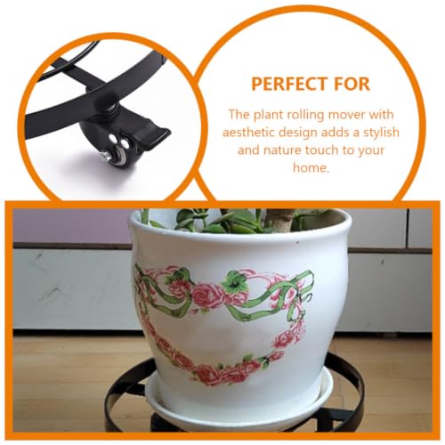 Iron Plant Pot Holder Tray Rolling Stand with Wheels for Planters - view 3
