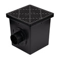 1200BKITRTL1PK Square Catch Basin Drain Kit with 2-Opening Catch Basin Drain, 2 Adapters, 1 Outlet Plug, and 1 Plastic Drain Grate, 12-Inch, for Lawns, Landscaped Areas, Black