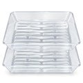 2 Pack 12 Inch Square Plant Saucer Heavy Duty, Plastic Drip Tray for Garden & Bird Bath Bowl, Clear