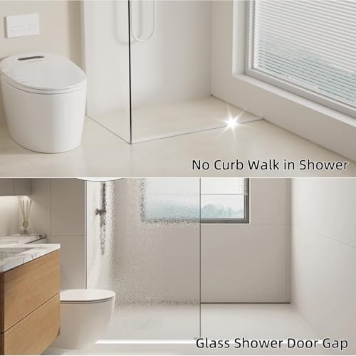 78 inch Shower Threshold Water Dam Barrier Water Stopper, Glass Shower Door Bottom Seal Strip, Silicone Rubber Kitchen Sink Splash Guard for Countertop, Bathtub, Bathroom（White） - view 5