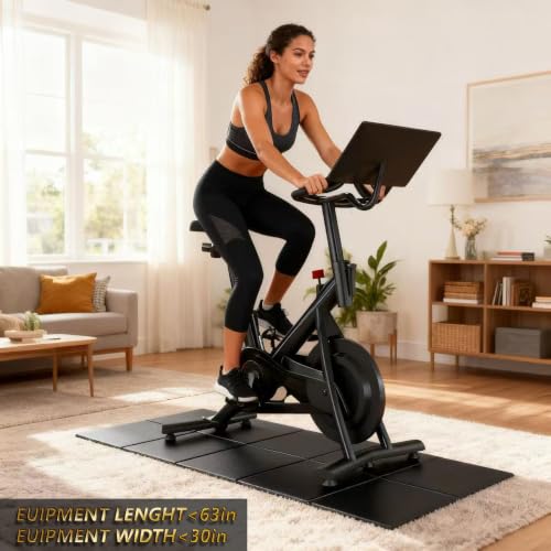 63"x30" Walking Pad Mat for Carpet Floors,Under Bike Treadmill Mat for Hardwood Floor Protection,0.24" Thick Exercise Equipment Matt Compatible with Peloton Matt Stationary Exercise Bike Trainer Pad - view 7