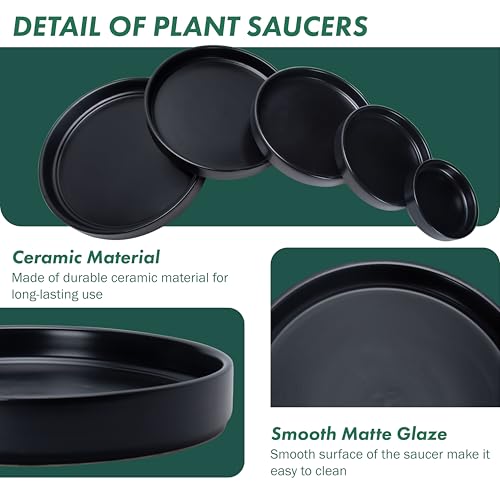 Ceramic Plant Saucer/Drainage Tray, 7.1 in, Black, 97-T-B-3 - view 4