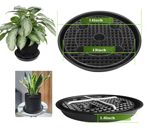 Plastic Plant Saucer Stand,4-Pack 14 inch, Elevated Plant Saucer Self-Watering Fabric Pot Base, Use Nonwoven Grow Bags, Plant Saucers Flower Pot Tray for Indoor-Outdoo and Grow Tents Greenhouses - view 2