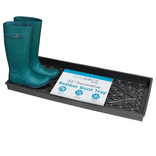 Large Rubber Boot Tray, Black, 34x14in