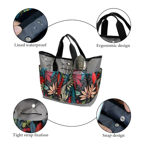 Garden Tool Bag Maple Leaf Gardening Bag with 8 Pockets Canvas Garden Tote Bag Women Men Garden Plant Tool Storage Bag (Tools NOT Included) - view 3