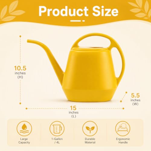 Plastic Watering Can, Yellow, 1-Gallon - view 2