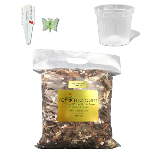 Orchid Starter Kit - Phalaenopsis Dark Classic - (Includes Orchid Potting Mix, Plus a 5 inch Orchid Pot, Flower Clip, and Plant Label)
