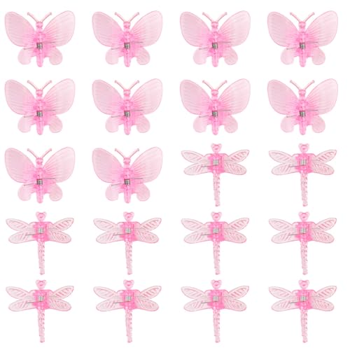 20pcs Butterfly Plant Orchid Clips,Garden Transparent Plant Support Clip for Orchid Support Fixed Vine(Pink)