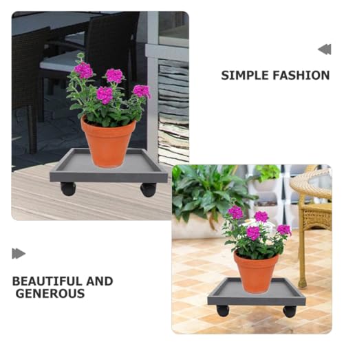 Resin Plant Pot Tray with Wheels, Indoor Outdoor Planter Base Holder - view 3