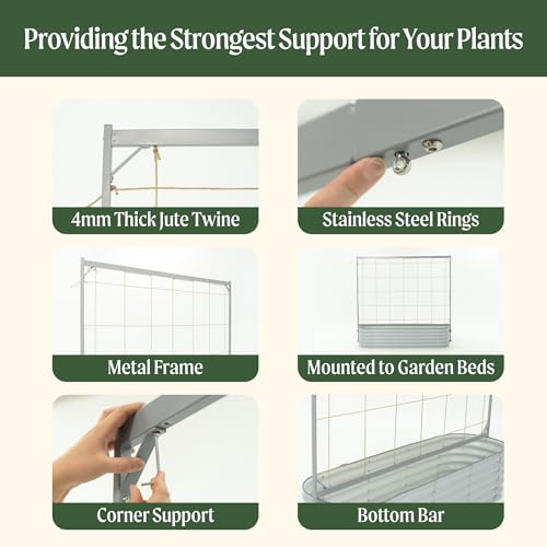 9.5ft Long Tomato Metal Frame Trellis, Garden Trellis for Climbing Plants Like Cucumber Beans Tomatoes & Vines, (Garden Beds Not Included) - view 5