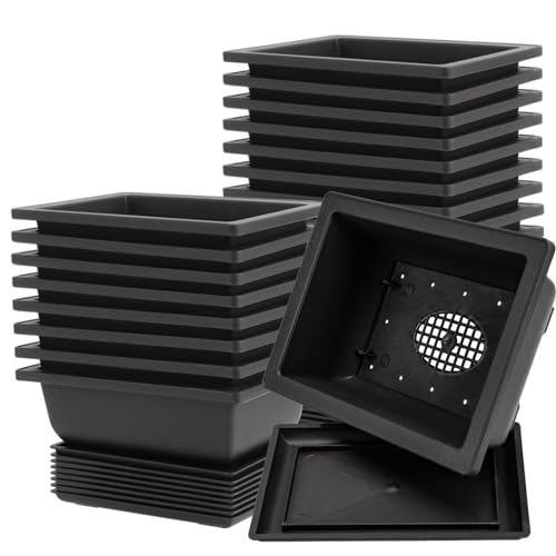 20 PCS 9 Inch Bonsai Training Pots, Rectangular Bonsai Plants Growing Pot with 20 Humidity Trays and Drainage Built-in Mesh for Garden, Yard, Office, Porch, Balcony, Home Decoration