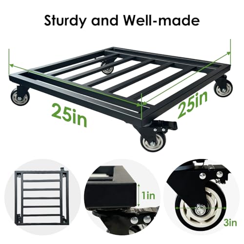 25" Plant Caddy with Wheels Heavy Duty,800Lbs Large Metal Plant Dolly,Rolling Square Plant Stand with Industrial Casters,Rust-Proof Plant Rollers for Large Planters,Pots,1 Pack - view 2