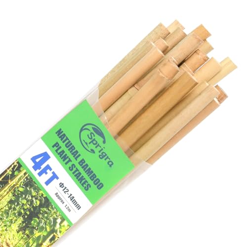 30pcs Bamboo Stakes 4FT, 1/2" D Thicker Garden Stakes Multi-Purpose, Plant Stakes for Tomatoes, Beans, Cucumbers, Peppers, Flowers, Potted, Maintain the Plant Posture, Strengthen and Stem