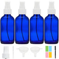 Cobalt Blue Glass Spray Bottles 4 oz, Small, Fine Mist, 4 Pack
