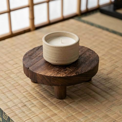Solid Wood Plant Stand 5.9 Inch round Vintage Distressed Pedestal Riser - view 6