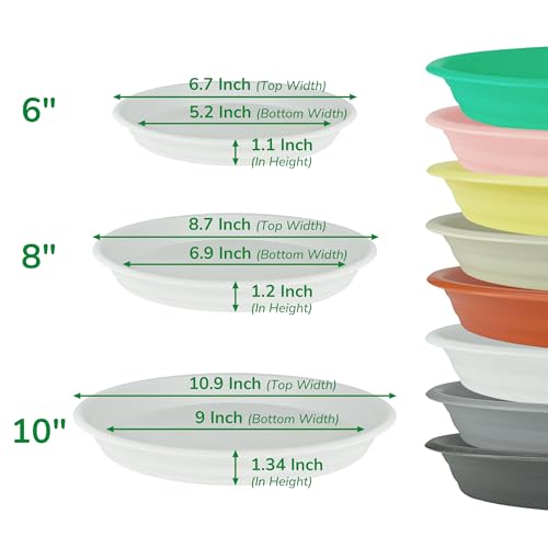 12Pcs Colourful Plant Saucer, 6 8 10 Inch Durable Plastic Plant Tray, Round Plant Pot Saucers, Drip Tray for Indoor and Outdoor Garden, Light Gray - view 2