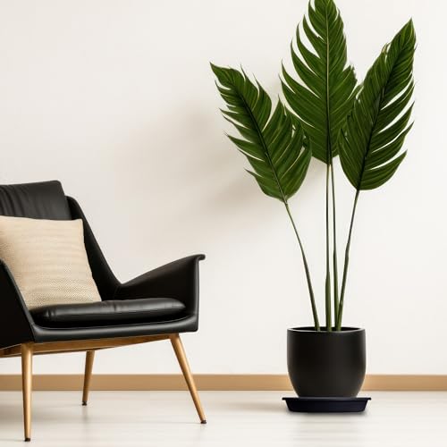 Flower Pot Saucers - Plastic Plant Saucer for Outdoors & Indoors - Traditional Design Plant Pot Trays for Water Drainage - Durable & Stylish Round Plant Tray (21-inch Black) - view 2