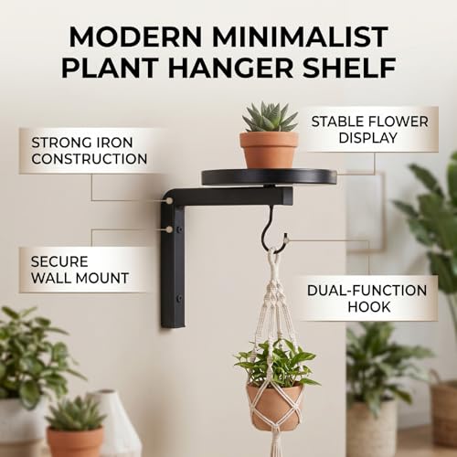 Other Gardening Supplies Metal Hanging Plants Bracket Wall Mounted Heavy Duty Planter Modern Floating Window Frame Holder with Hook for Outdoor Indoor Living Room Plant Hanger - view 2