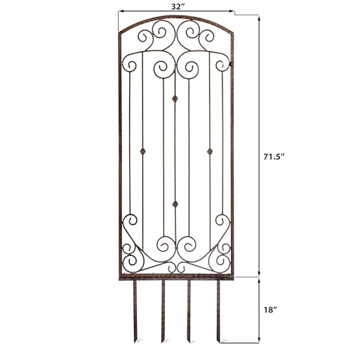 Garden Trellis 32" W x 6' Tall, Heavy Duty Iron Freestanding - view 3