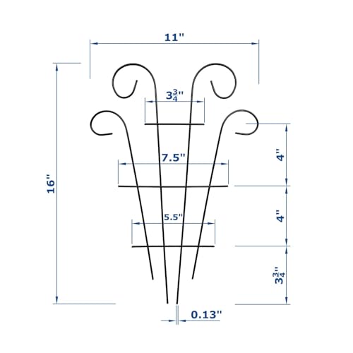 4 Pack 16'' Black Plant Wave Shape Trellis for Potted Climbing Plants Indoor, Outdoor Metal Garden Trellis for Climbing Plants House Plants Flowers Vine Ivy - view 2