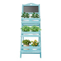 Wooden 3-Tier Plant Stand with Chalkboard Ladder Shelf