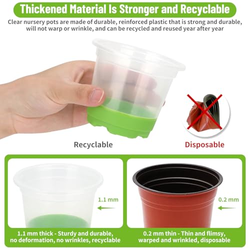57PCS Reusable Seed Starter Kit Includes 26 Packs 4" Clear Nursery Pots with Silicone Base, Repotting Mat, Gardening Gloves, Plant Labels and Seedling Tools for Easy Transplant - view 6
