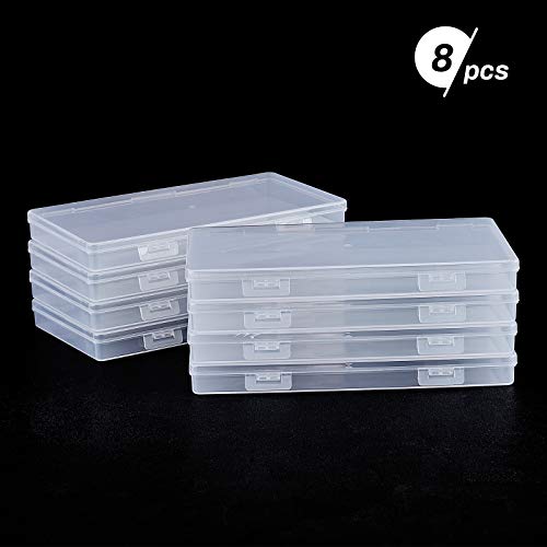 8 Pack 6.5x3.5x0.6 Inch Rectangle Clear Plastic Storage Box with Double Hinged Lids for Photo, Pencil, Craft Tools, and Other Small Accessories - view 5