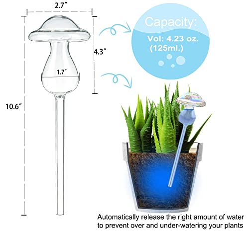 Iridescent Mushroom Self-Watering Globes for Plants - 2 Pack Automatic Plant Waterer Indoor/Outdoor, Plant Watering Devices with Continuous Moisture Supply, No Electricity Needed - view 6