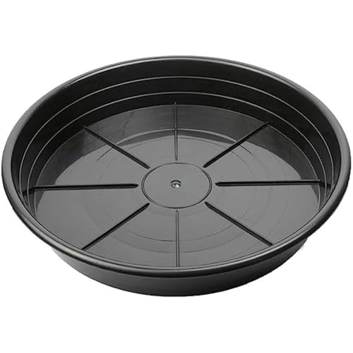 Premium Plastic Plant Saucer, Black 12” Inside Diameter, Pack of 5 - Protects Surfaces and Floors from Water and Debris - view 2