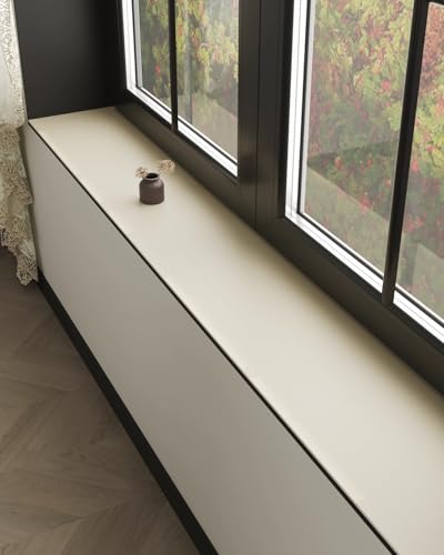Window Sill Mat 72 Inches Diatomaceous Earth Windowsill Mat, Quick Drying Adjustable Windows Cill Cover, Solid Color Kitchen/Bay Window Cushion(Beige,72x12inch (182x30cm))