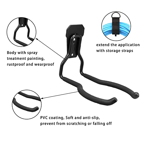 JuforminWeedeater Hanger, String Trimmer Hanger, Weed Eater Rack, Garage Wall Hooks, Power Tool Holder for Garage Wall, Utility Hooks for Garage Tool Organizers and Storage Black-4 Pcs - view 4