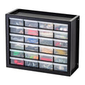24-Drawer Plastic Storage Cabinet, Teacher Toolbox, Garage, Black